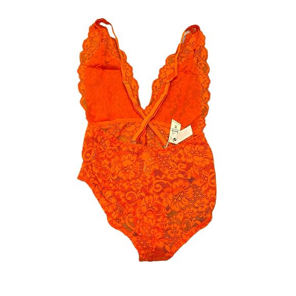 WE ARE HAH Comin In Haht Lace Bodysuit Burnt Orange Pumpkin Spice XS - Picture 10 of 12
